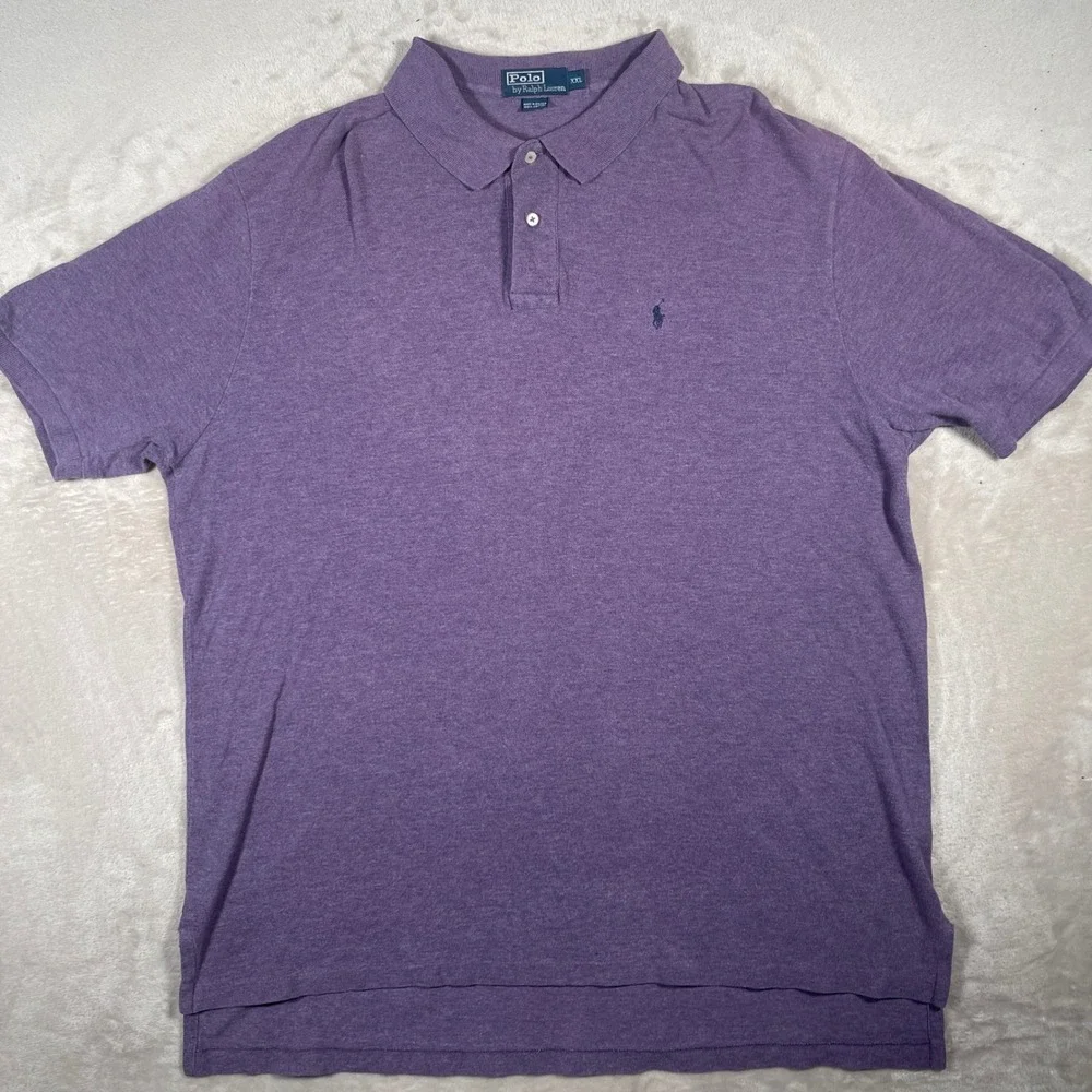 Polo Ralph Lauren Polo Shirt Classic Mens XXL Purple Heathered Cotton Pony Logo